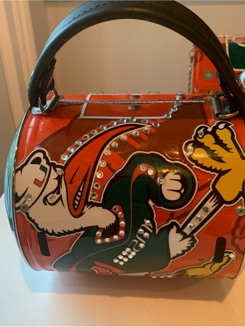 Authentic little earth, university of Miami hurricanes license plate handbag